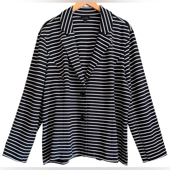 J. JILL Wearever Preppy Business Casual Stretchy Unstructured Striped Blazer 2X - Picture 5 of 14